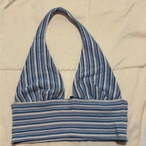 H&M Divided Blue and White Striped Top